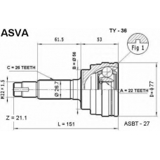 TY-36 ASVA Шарнирный комплект, приводной вал