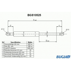 BGS10525 BUGIAD Газовая пружина, крышка багажник