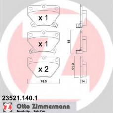 23521.140.1 ZIMMERMANN Комплект тормозных колодок, дисковый тормоз