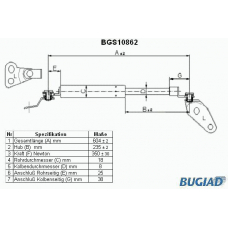 BGS10861 BUGIAD Газовая пружина, крышка багажник