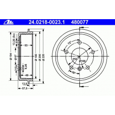 24.0218-0023.1 ATE Тормозной барабан