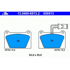13.0460-6913.2 ATE Комплект тормозных колодок, дисковый тормоз