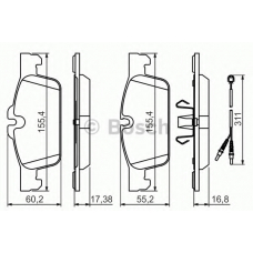 0 986 494 527 BOSCH Комплект тормозных колодок, дисковый тормоз