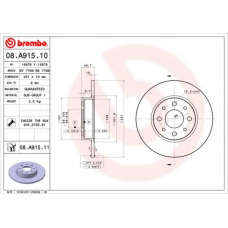 08.A915.11 BREMBO Тормозной диск