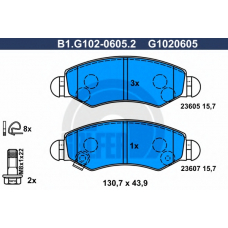 B1.G102-0605.2 GALFER Комплект тормозных колодок, дисковый тормоз