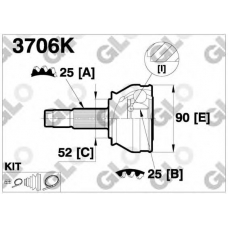 3706K GLO Шарнирный комплект, приводной вал