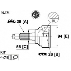10.174 PEX Шарнир, приводной вал