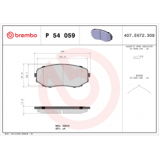 P 54 059 BREMBO Колодки тормозные