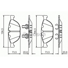 0 986 494 349 BOSCH Комплект тормозных колодок, дисковый тормоз