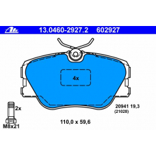 13.0460-2927.2 ATE Комплект тормозных колодок, дисковый тормоз