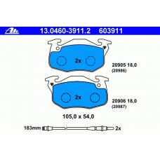 13.0460-3911.2 ATE Комплект тормозных колодок, дисковый тормоз