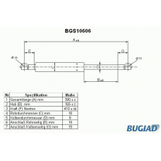 BGS10606 BUGIAD Газовая пружина, капот