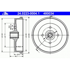 24.0223-0004.1 ATE Тормозной барабан