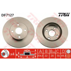 DF7127 TRW Тормозной диск