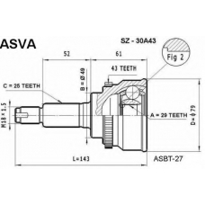 SZ-30A43 ASVA Шарнирный комплект, приводной вал