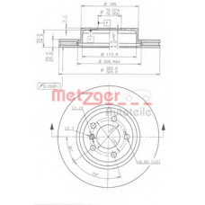 24916 V METZGER Тормозной диск