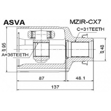 MZIR-CX7 ASVA Шарнирный комплект, приводной вал