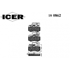 180862 ICER Комплект тормозных колодок, дисковый тормоз