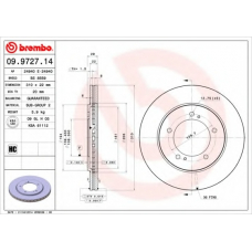 09.9727.14 BREMBO Тормозной диск