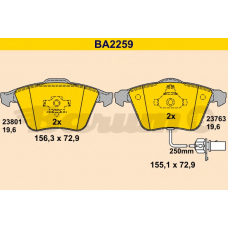 BA2259 BARUM Комплект тормозных колодок, дисковый тормоз