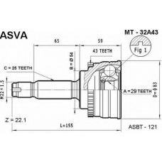 MT-32A43 ASVA Шарнирный комплект, приводной вал