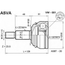 VW-001 ASVA Шарнирный комплект, приводной вал