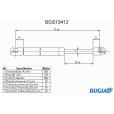 BGS10412 BUGIAD Газовая пружина, крышка багажник