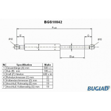 BGS10842 BUGIAD Газовая пружина, крышка багажник