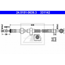 24.5151-0639.3 ATE Тормозной шланг