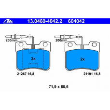 13.0460-4042.2 ATE Комплект тормозных колодок, дисковый тормоз