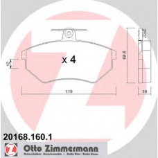 20168.160.1 ZIMMERMANN Комплект тормозных колодок, дисковый тормоз