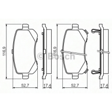 0 986 494 496 BOSCH Комплект тормозных колодок, дисковый тормоз