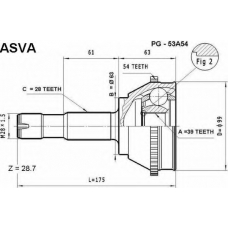 PG-53A54 ASVA Шарнирный комплект, приводной вал