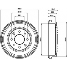 8DT 355 300-231 HELLA PAGID Тормозной барабан