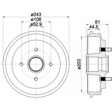 8DT 355 300-601 HELLA PAGID Тормозной барабан