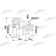 PCV1119 PATRON Шарнирный комплект, приводной вал