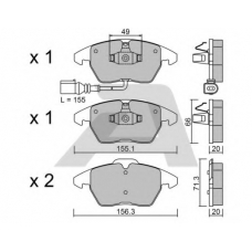 BPVW-1022 AISIN Комплект тормозных колодок, дисковый тормоз