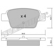332.0 TRUSTING Комплект тормозных колодок, дисковый тормоз