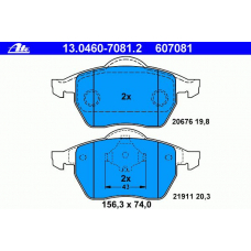 13.0460-7081.2 ATE Комплект тормозных колодок, дисковый тормоз