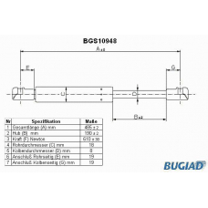 BGS10948 BUGIAD Газовая пружина, крышка багажник