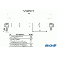 BGS10623 BUGIAD Газовая пружина, крышка багажник