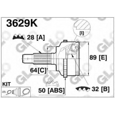 3629K GLO Шарнирный комплект, приводной вал