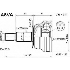 VW-011 ASVA Шарнирный комплект, приводной вал