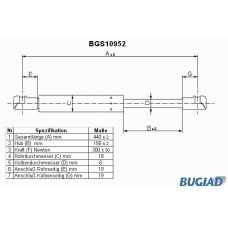 BGS10952 BUGIAD Газовая пружина, капот