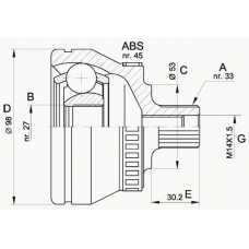 CVJ5368.10 OPEN PARTS Шарнирный комплект, приводной вал