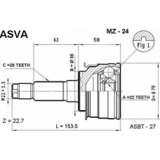 MZ-24 ASVA Шарнирный комплект, приводной вал