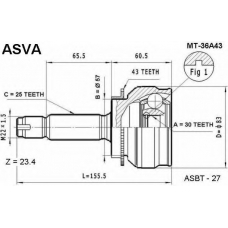 MT-36A43 ASVA Шарнирный комплект, приводной вал