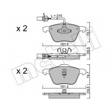 22-0551-0 METELLI Комплект тормозных колодок, дисковый тормоз