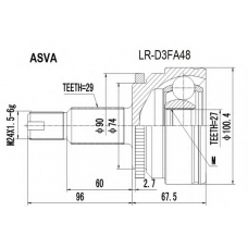 LR-D3FA48 ASVA Шарнирный комплект, приводной вал