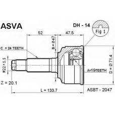 DH-14 ASVA Шарнирный комплект, приводной вал